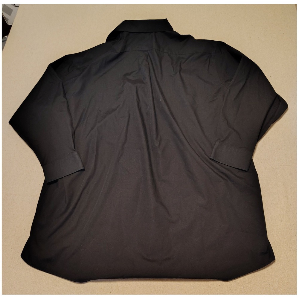 Stafford Performance Men Black Dress Shirt Big 19 34-35 The Super Shirt Cotton S - Picture 7 of 9
